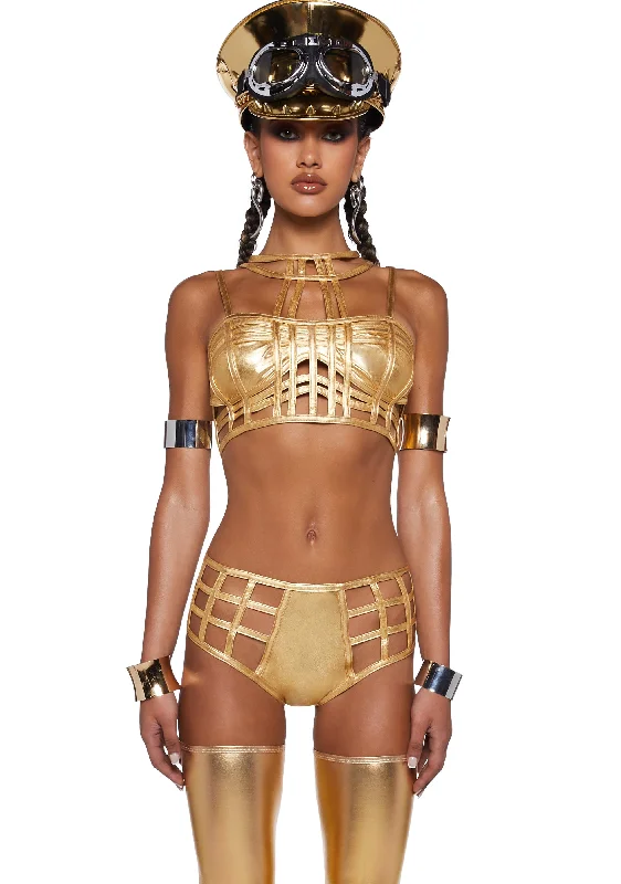 Women's Occasion Wear Clothing Deviant Treasure Bustier Top - Gold