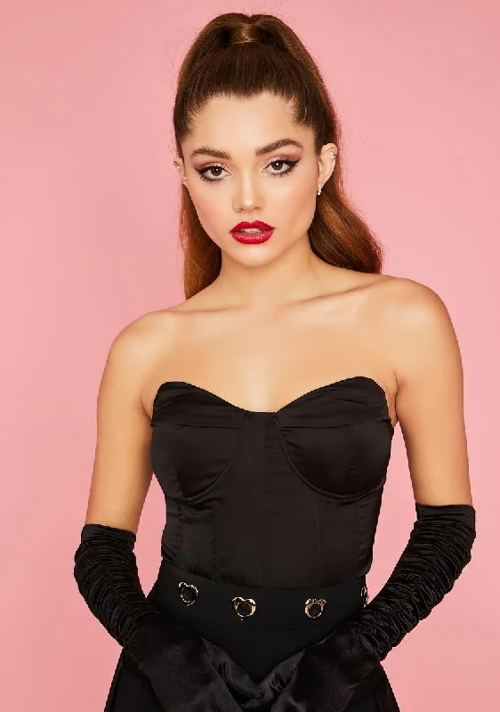 Women's Everyday Attire Noir Share My Love Satin Bustier Top
