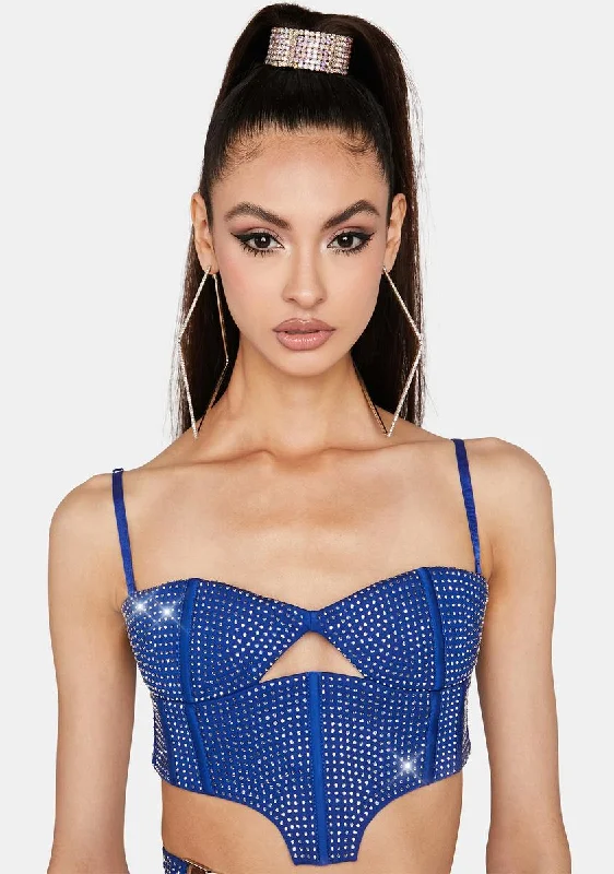 Affordable Women's Apparel Blue Morph Rhinestone Bustier