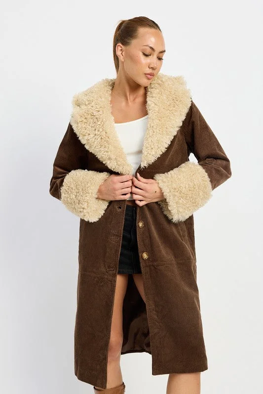 Women's Classic Outfit Hot Girl Daenerys Faux Fur Trench Coat