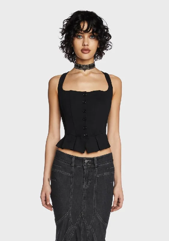 Women's Casual Attire My Wish For You Bustier Top- Black