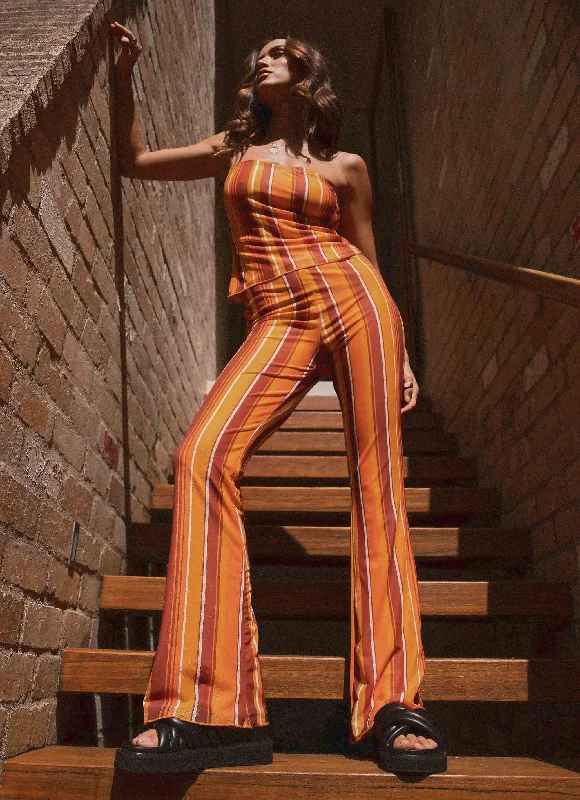 Affordable Fashion Clothing For Women Catching Last Light Pants - Golden Hour Stripe