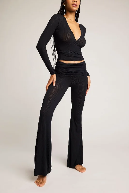 Stylish Women's Outerwear Apparel Whipped Roll Down Pant in Black