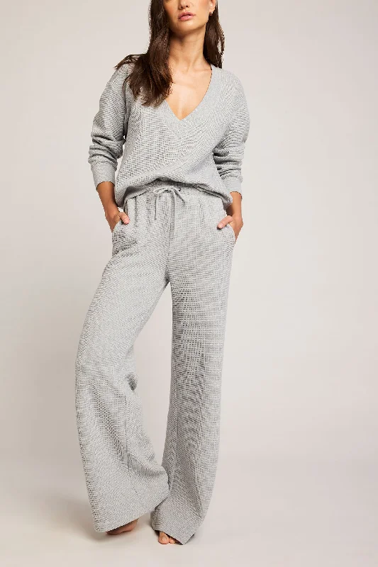 Women's Clothes And Apparel Waffle Knit Track Pant in Heather Grey