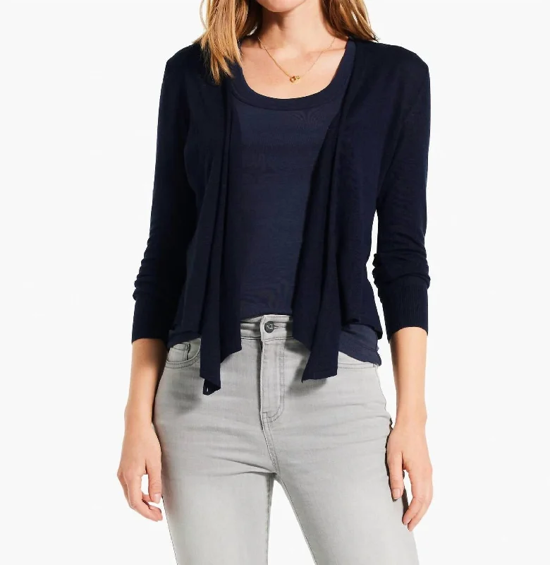 Sustainable Women's Clothing 4 Way Cardigan In Dark Indigo