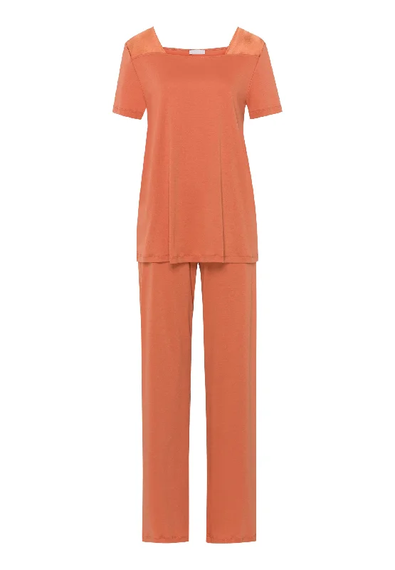 Affordable Women's Attire Emma Silk Trim Cotton Pajama Set | Apricot Brandy 74923-2294