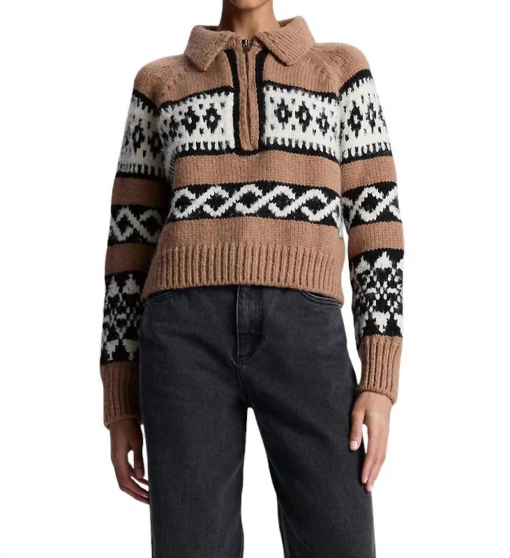 Women's Seasonal Apparel Carter Sweater In Camel Multi