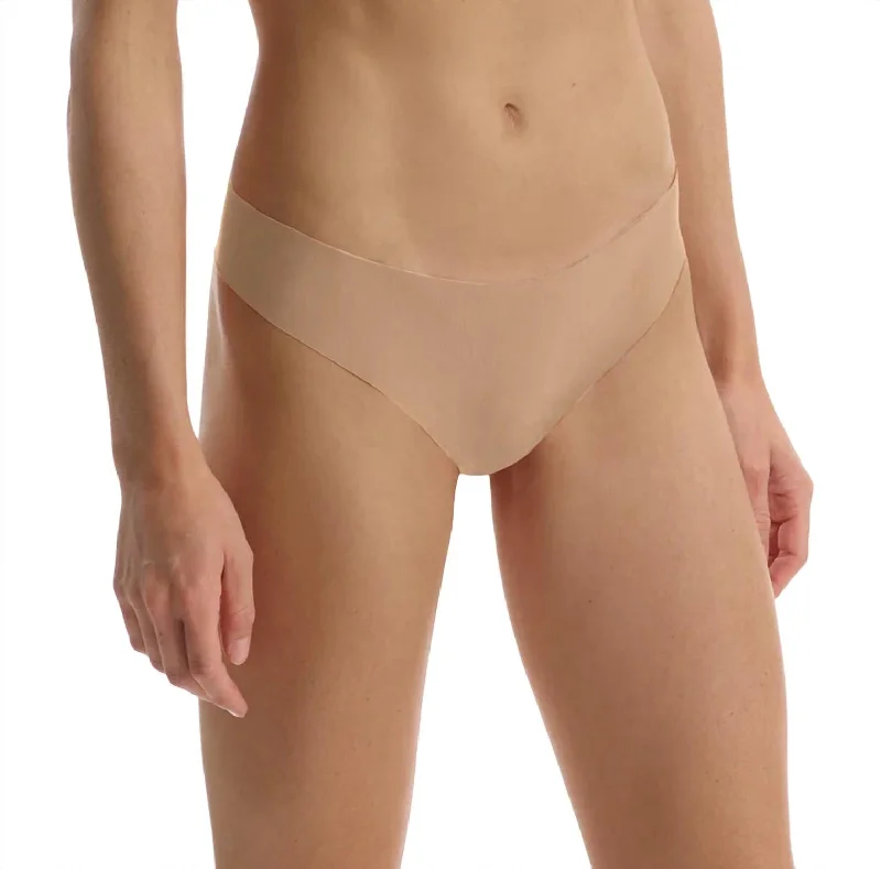 Fashionable Women's Clothing Butter Mid-Rise Thong Panty In True Nude