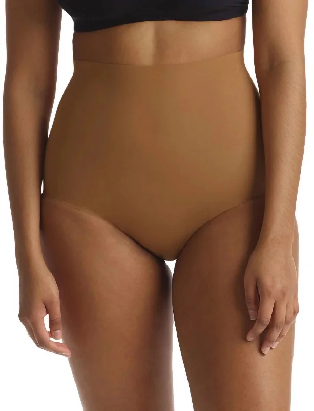 Women's Cozy Clothes High-Waist Control Brief In Caramel