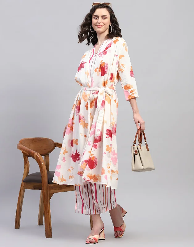 Stylish Clothes For Women Women Pink & Orange Printed V Neck 3/4 Sleeve Combo 3Pc Set Stylish Clothes For Women Women Pink & Orange Printed V Neck 3/4 Sleeve Combo 3Pc Set