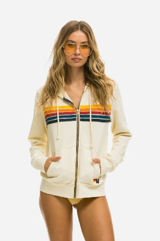 Women's Stylish Professional Apparel Aviator Nation 5 Stripe Zip Hoodie Vintage White Women's Stylish Professional Apparel Aviator Nation 5 Stripe Zip Hoodie Vintage White