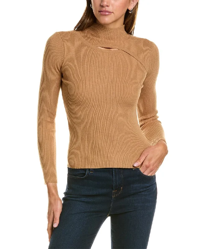 Modern Women's Outfit Lea & Viola Cutout Mock Neck Sweater