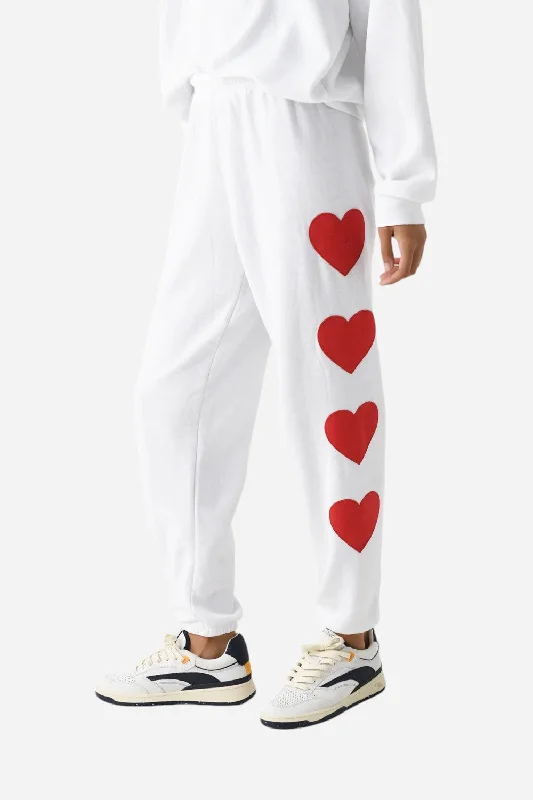 Women's Functional Apparel For Outdoor Activities Aviator Nation Heart Stitch 4 Sweatpants in White Women's Functional Apparel For Outdoor Activities Aviator Nation Heart Stitch 4 Sweatpants in White