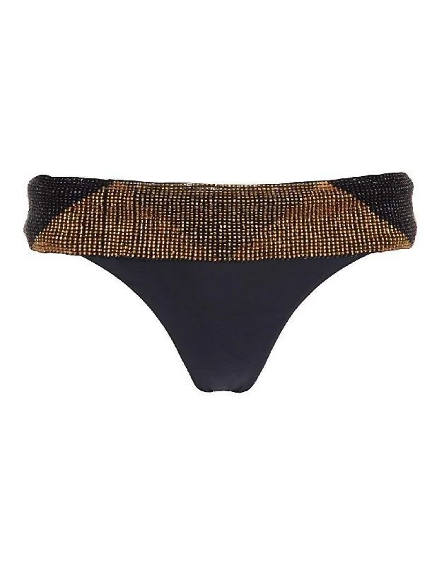 Women's Versatile Apparel Women Intimate Lingerie Belted Teeny Bikini Panty Underwear In Black Gold