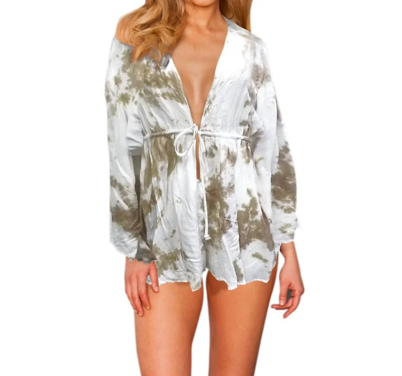 Women's Office Clothing Raviya Tie Dye Romper Cover Up In Sand