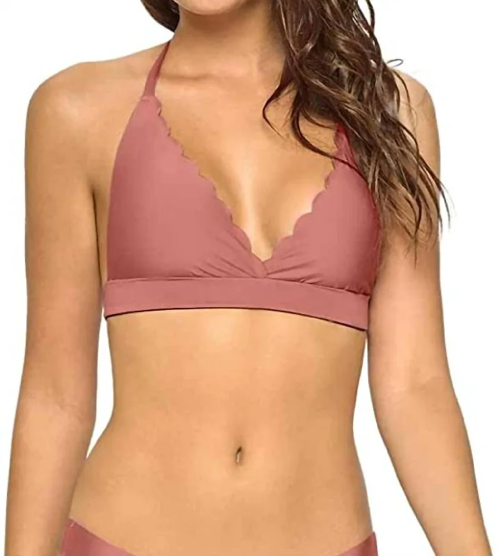 Stylish Outerwear Clothes For Women Wave Adjustable Strap Reversible Seamless Halter Bikini Top In Dusty Rose