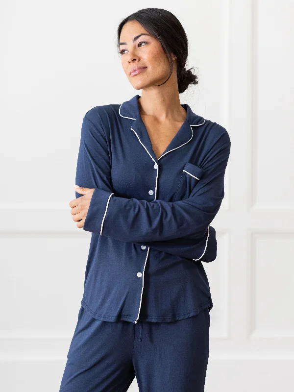 Formal Outfit For Women Women's Long Sleeve Bamboo Pajama Top in Stretch-Knit