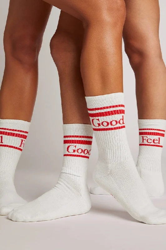 Women's Comfortable Garments Feel Good Varsity Sock in Cherry