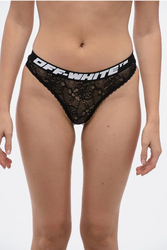 Women's Holiday Clothing Off-White PERMANENT Lace Slip with Logoed Elastic Band