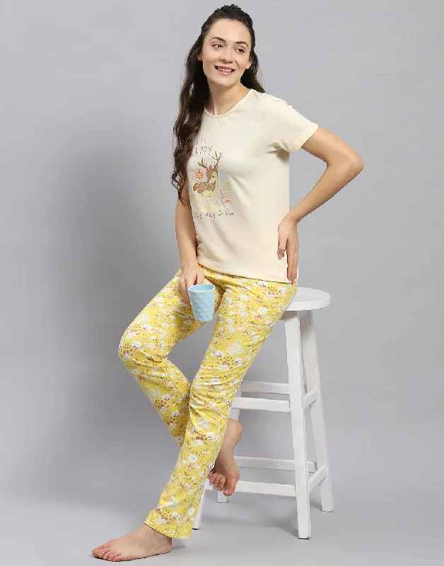 Women's Fashion-Forward Apparel Women Yellow Printed Round Neck Half Sleeve Lower Set Women's Fashion-Forward Apparel Women Yellow Printed Round Neck Half Sleeve Lower Set