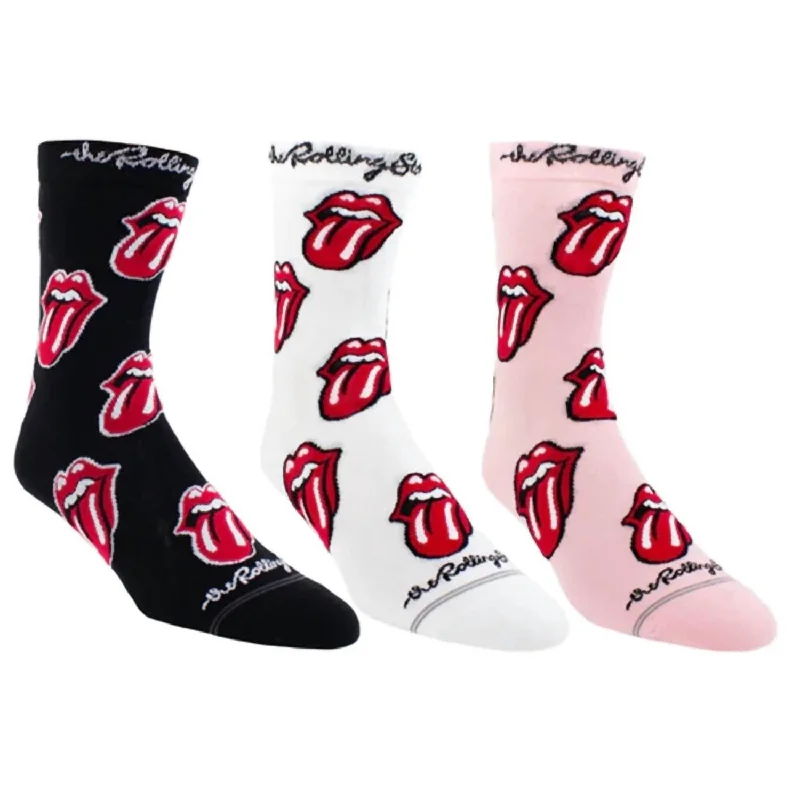 Women's Stylish Casual Garments Women's The Rolling Stones Assorted Crew Socks In Black/white/pink/red