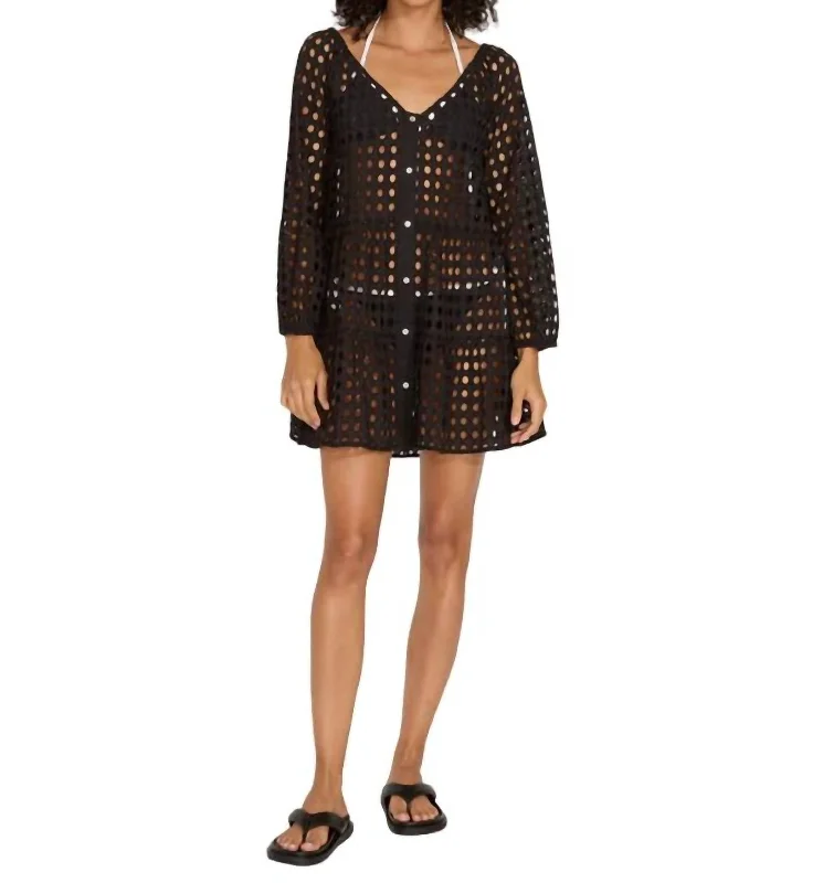 Women's Holiday Outfit Evan Eyelet Cover-Up Dress In Black