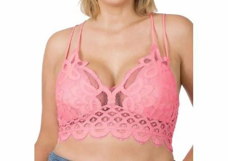 Women's Cozy Clothes Lace Plus Bralette In Bright Pink