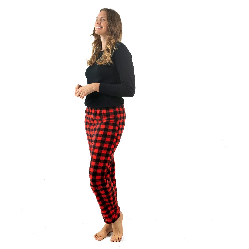 Women's Outdoor Activity Garments Christmas Womens Cotton Top and Fleece Pant Pajamas Plaid Women's Outdoor Activity Garments Christmas Womens Cotton Top and Fleece Pant Pajamas Plaid
