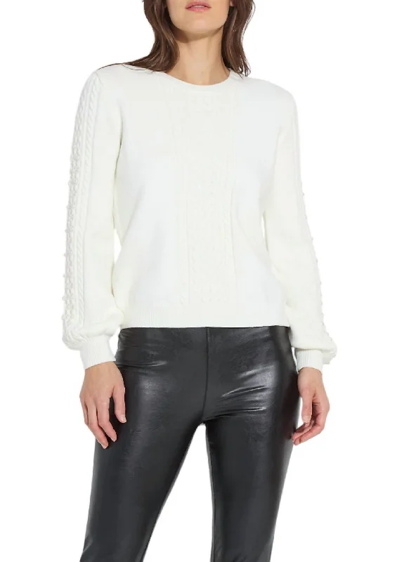 Tailored Clothing For Women Leanna Cozy Pearl Sweater In Snow White