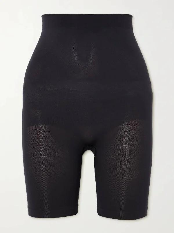 Elegant Women's Attire Seamless Sculpt Mid Thigh Shorts In Onyx