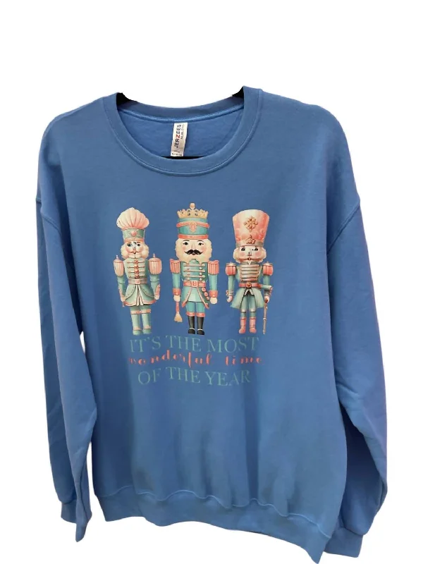 Luxury Women's Clothes Women's Frosty Nutcracker Sweatshirt In Blue