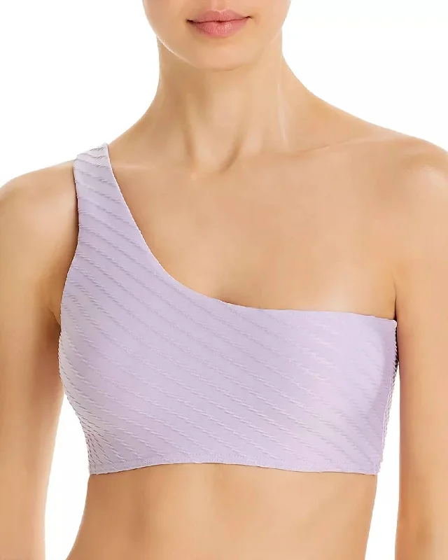 Women's Luxury Garments Tide One Shoulder Bikini Top In Lilac