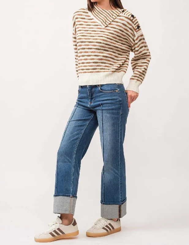 Modern Women's Clothes Ingrid Sweater In Cafe Stripe