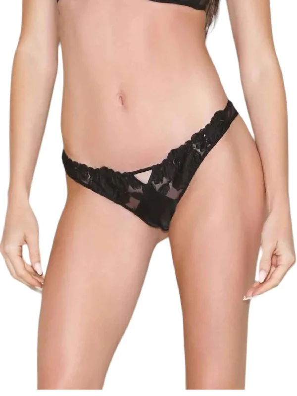 Women's Travel Garments Rose Logo High Leg Thong In Black