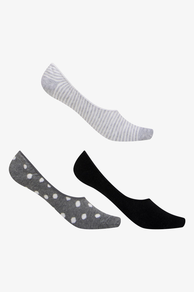 Women's Luxury Garments 3 Pack Foot Liner Black Spot Multi