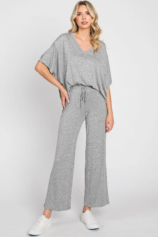 Women's Plus-Size Clothes Heather Grey Cropped Pant Maternity Set