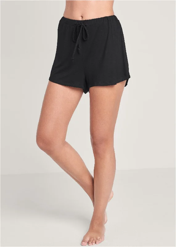 Women's Evening Outfit Pajama Shorts - Black