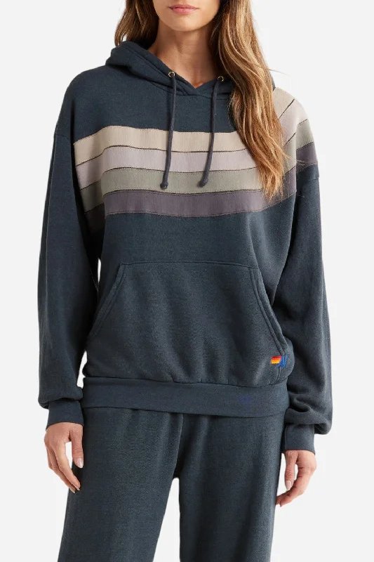 Women's Clothing For Outdoor Activities Aviator Nation Wave Stripe 4 Hoodie in Charcoal Women's Clothing For Outdoor Activities Aviator Nation Wave Stripe 4 Hoodie in Charcoal