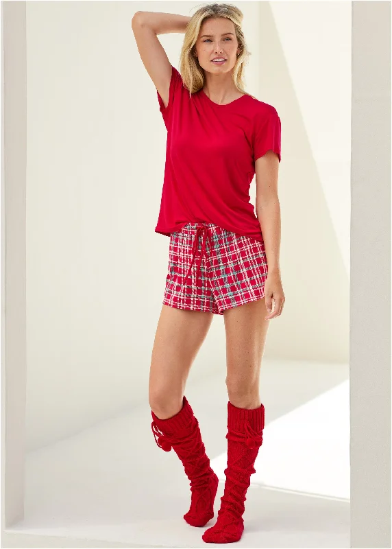 Women's Clothing Sets Pajama Set With Socks - Festive Flannel