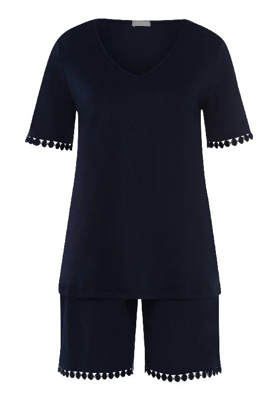 Women's Party Outfit Rosa Embroidered Short Pajama Set | Deep Navy 74935-1610