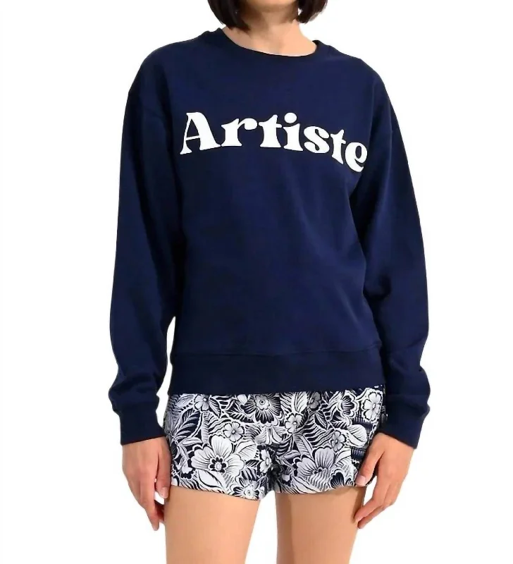 Women's Stylish Casual Garments Artiste Sweatshirt In Navy Blue