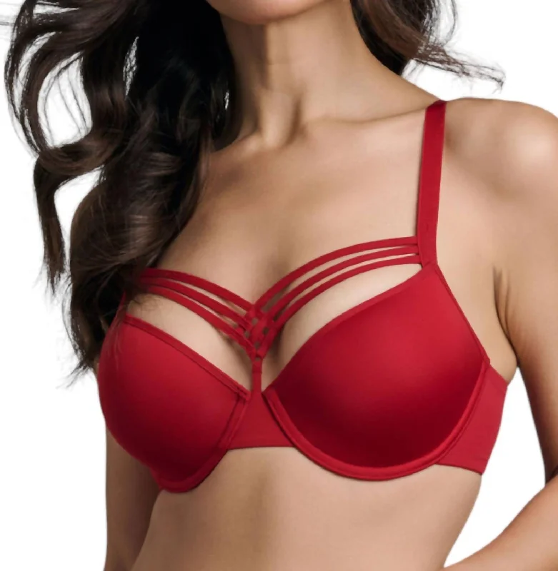 Sustainable Fashion Clothing For Women Sale Dame De Paris Padded Plunge Bra In Red