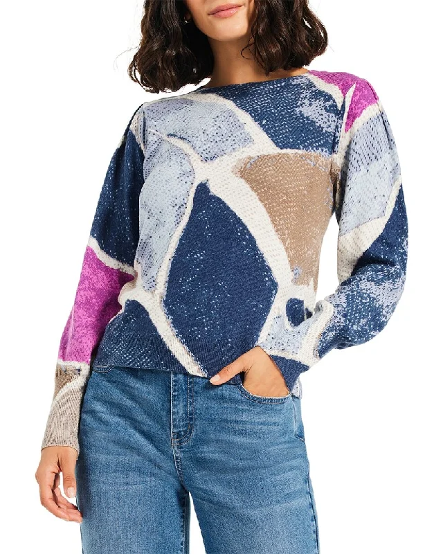 Women's Elegant Clothes NIC+ZOE Printed Tiles Femme Sleeve Sweater