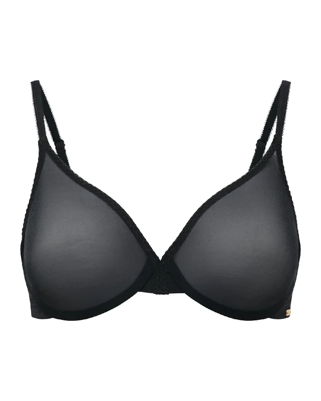 Women's Layered Outfit Glossie Sheer Bra In Black