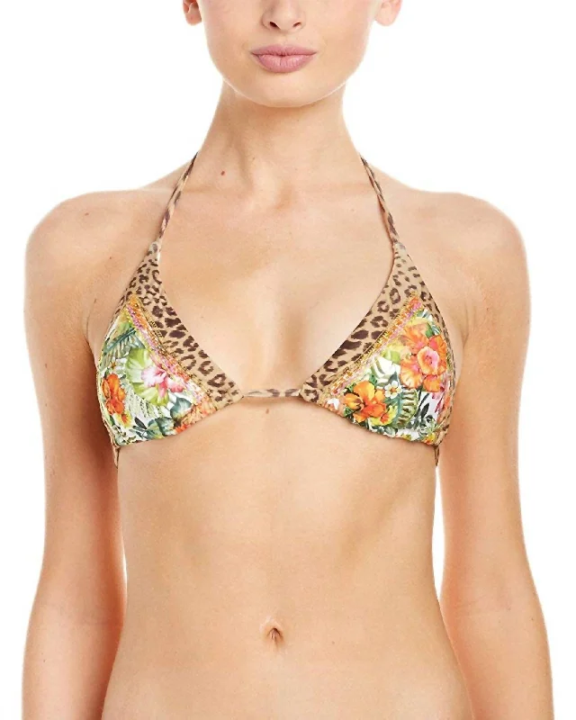 Women's Formal Clothes Women's Embroidered Mix Up Triangle Cup Bikini Top Swimsuit In Aloha