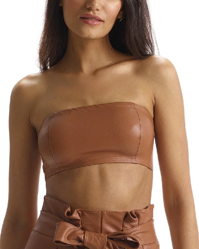 Women's Stylish Professional Apparel commando Faux Leather Bandeau Bralette