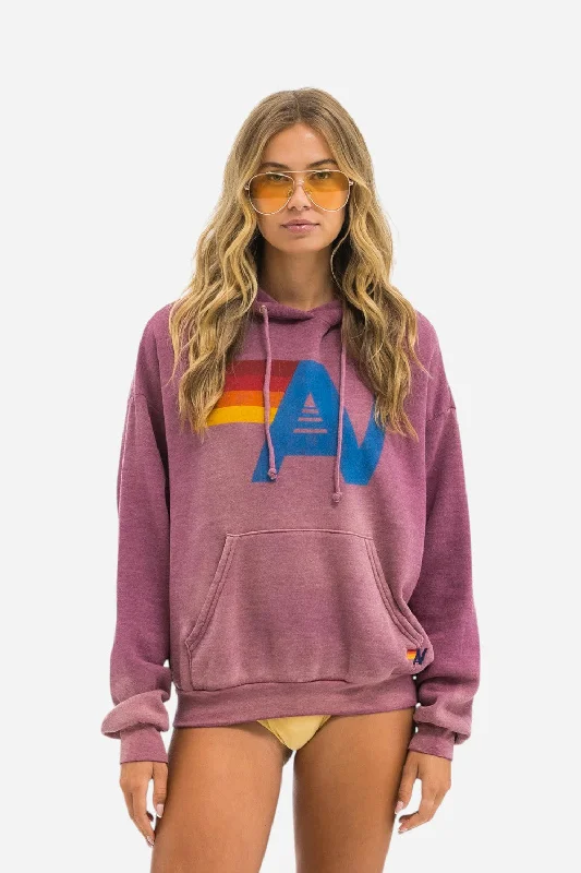 Women's Comfortable Garments Aviator Nation Vintage Logo Relaxed Pullover Hoodie in Faded Berry Women's Comfortable Garments Aviator Nation Vintage Logo Relaxed Pullover Hoodie in Faded Berry