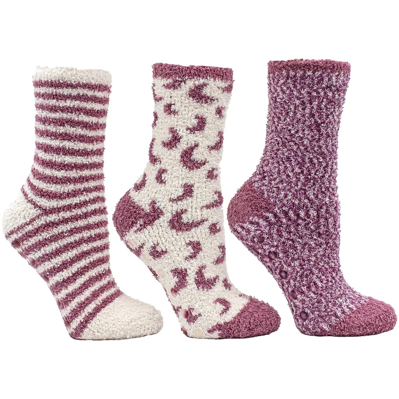 Women's Casual Garments Aromasoles Essential Oil Infused Warm Cozy Slipper Socks, 3 Pack, Rose