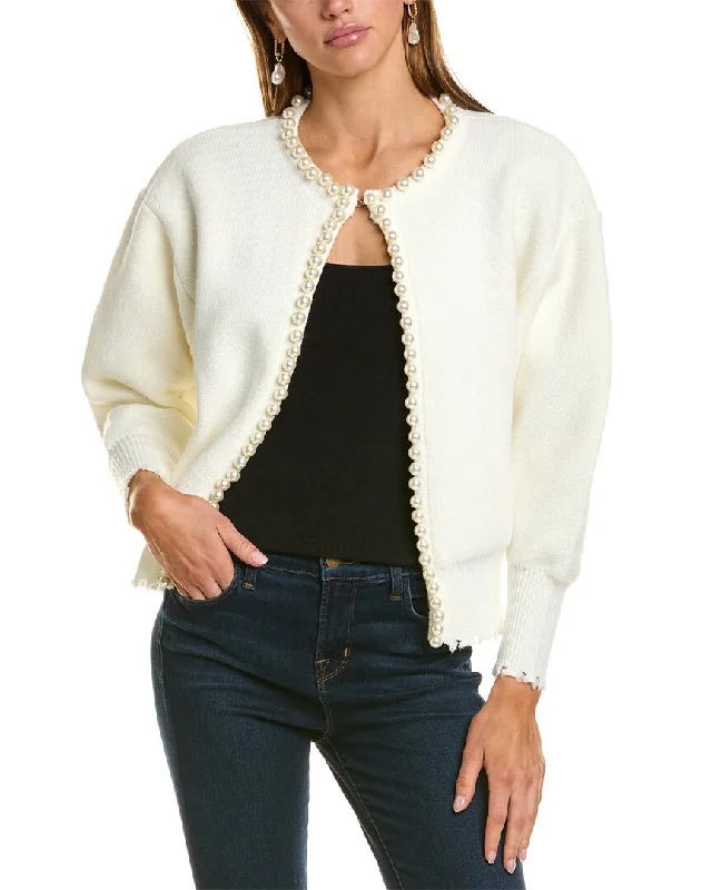 Women's Layered Outfit Lea & Viola Pearl Trim Cardigan