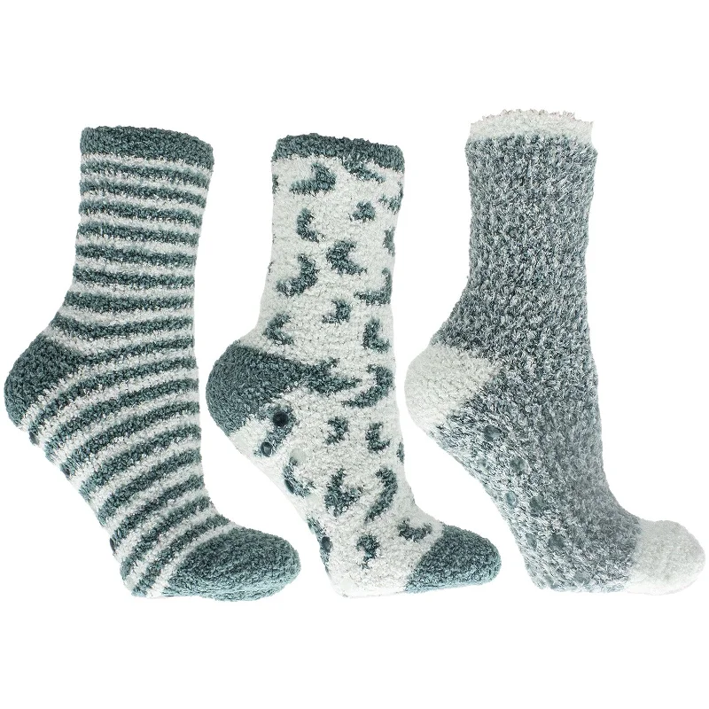 Vintage-Inspired Garments Aromasoles Essential Oil Infused Warm Cozy Slipper Socks, 3 Pack, Mint